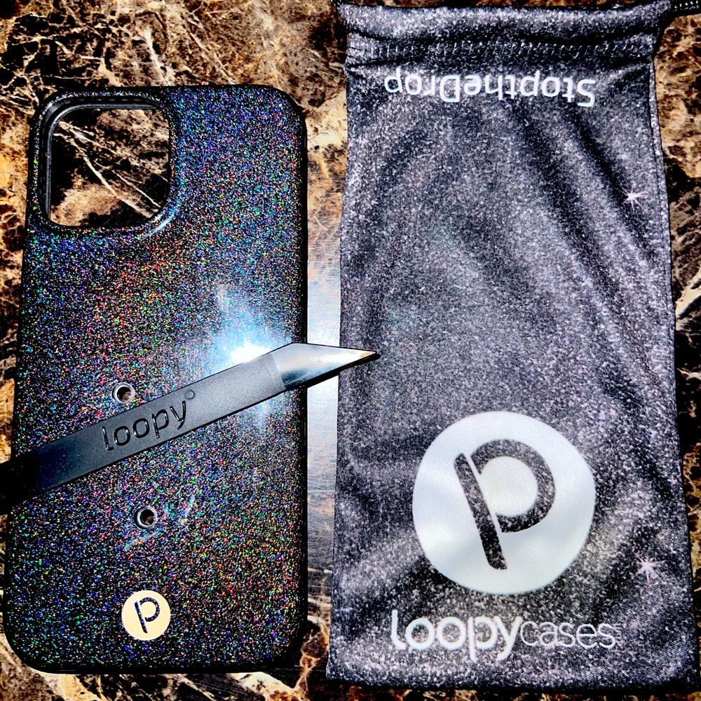 Loopy iPhone 13 Pro Max black sparkle - will include bonus loops as shown